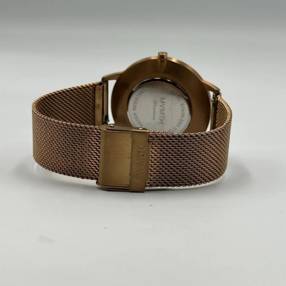 MVMT Hermosa Watch Women Rose Gold Tone 38MM Dial Mesh Band New Battery 8.5